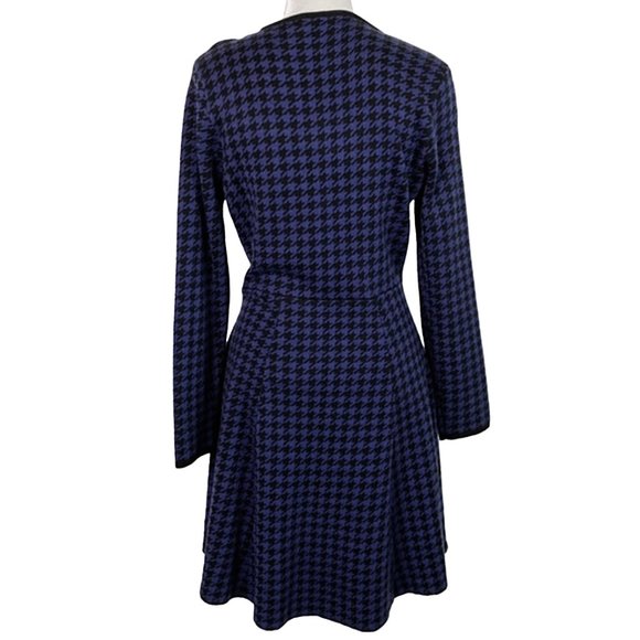 CALVIN KLEIN Purple Houndstooth Fit & Flare Sweater Dress - Picture 4 of 6